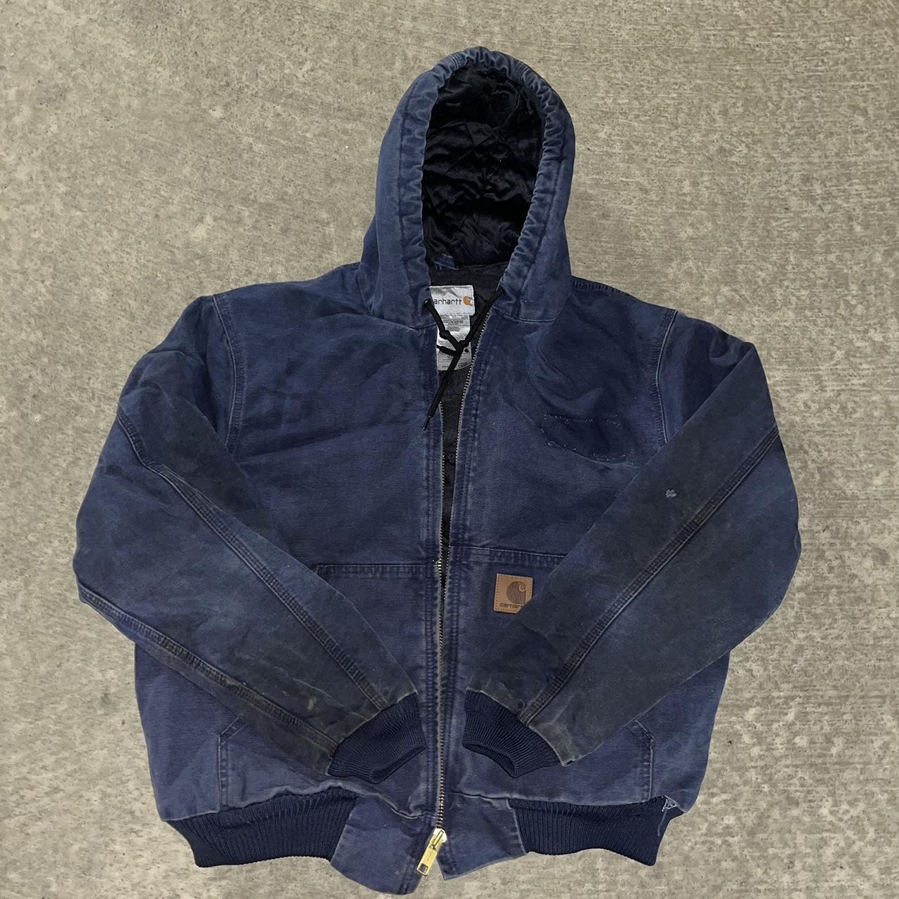 Large Carhartt Work Jacket Navy Blue Jacket has... - Depop