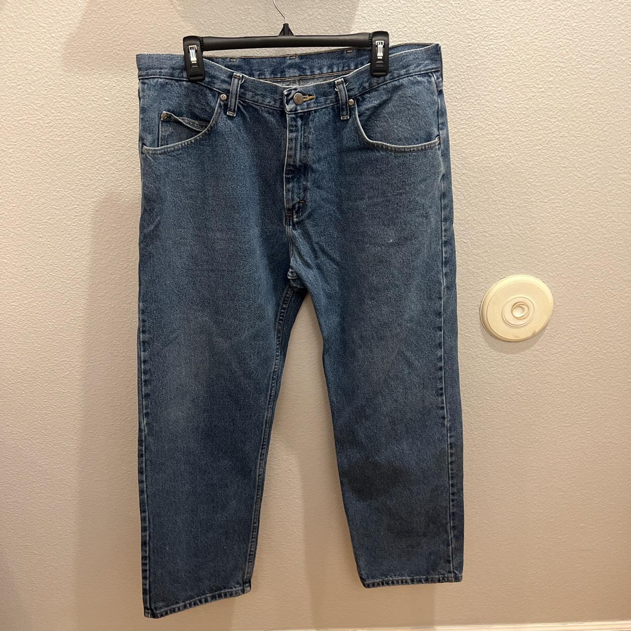 relaxed fit baggy wrangler jeans, no stains or holes... - Depop