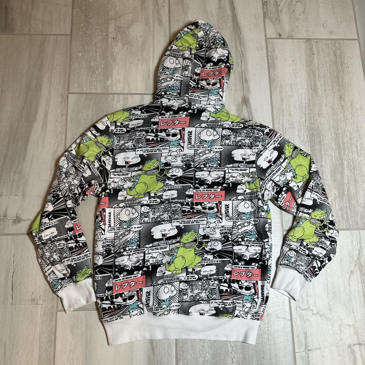 Y2K punk all over print skater hoodie Size small... - Depop