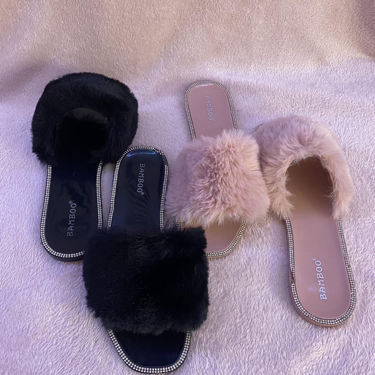 Bamboo fur slippers. super cute and glamorous. there Depop