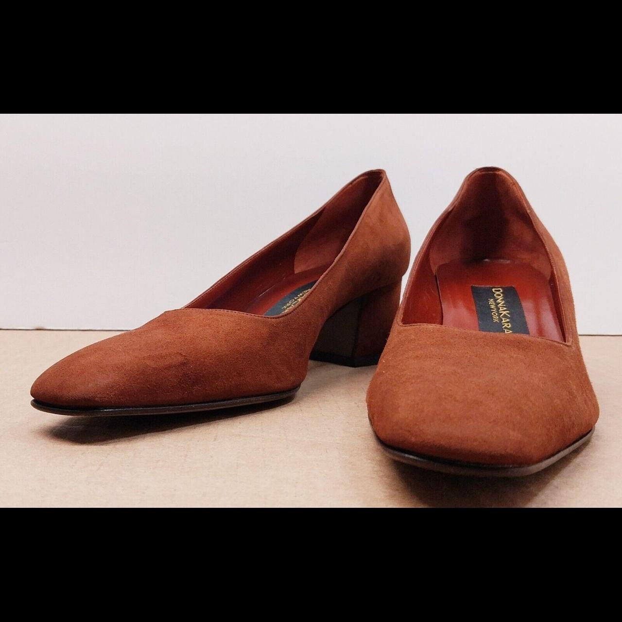 Vintage 90s Donna Karan Brown Suede Shoes Heels