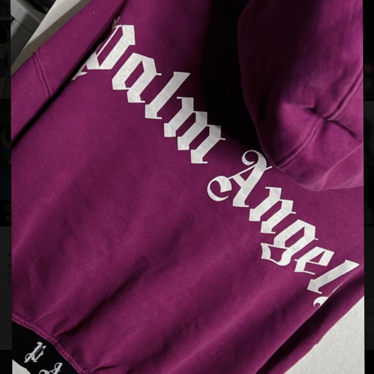 Women’s palm angels cropped hoodie in purple... Depop