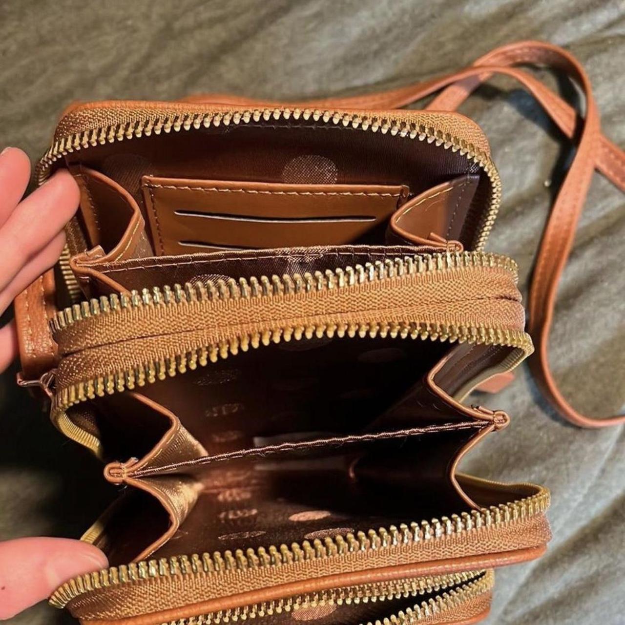 plain brown leather handbag brown leather purse by - Depop