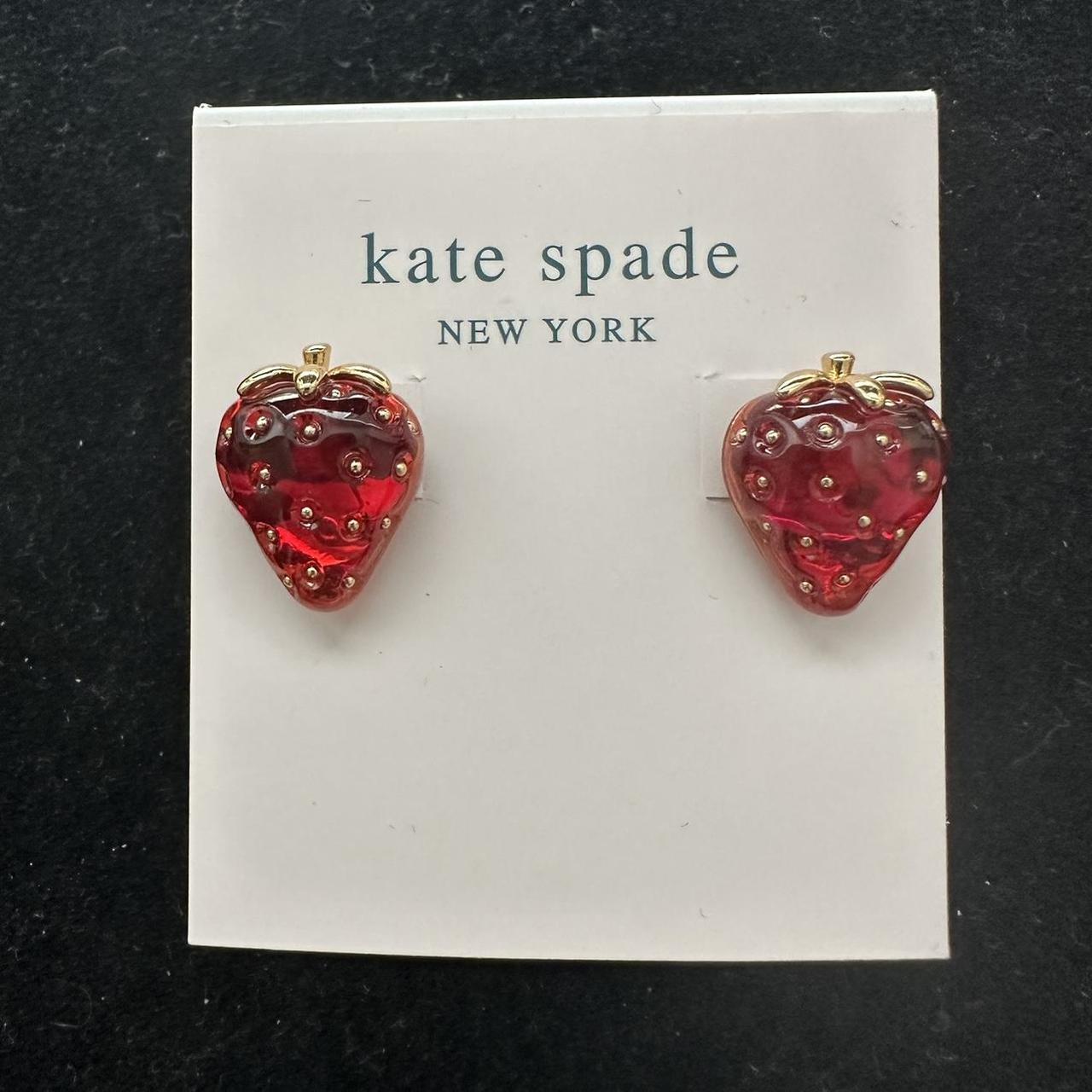 Kate Spade Strawberry Stud Earrings New. Worn for... - Depop