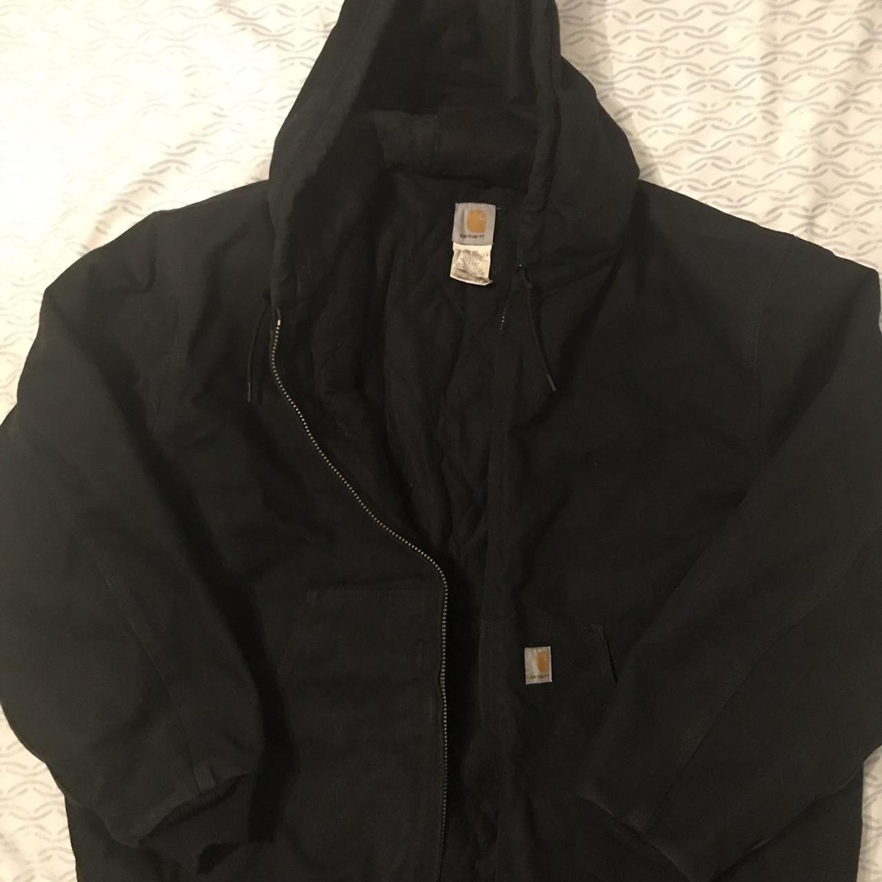 Vintage Carhartt Mens J140 BLK Duck Quilted Lined... - Depop