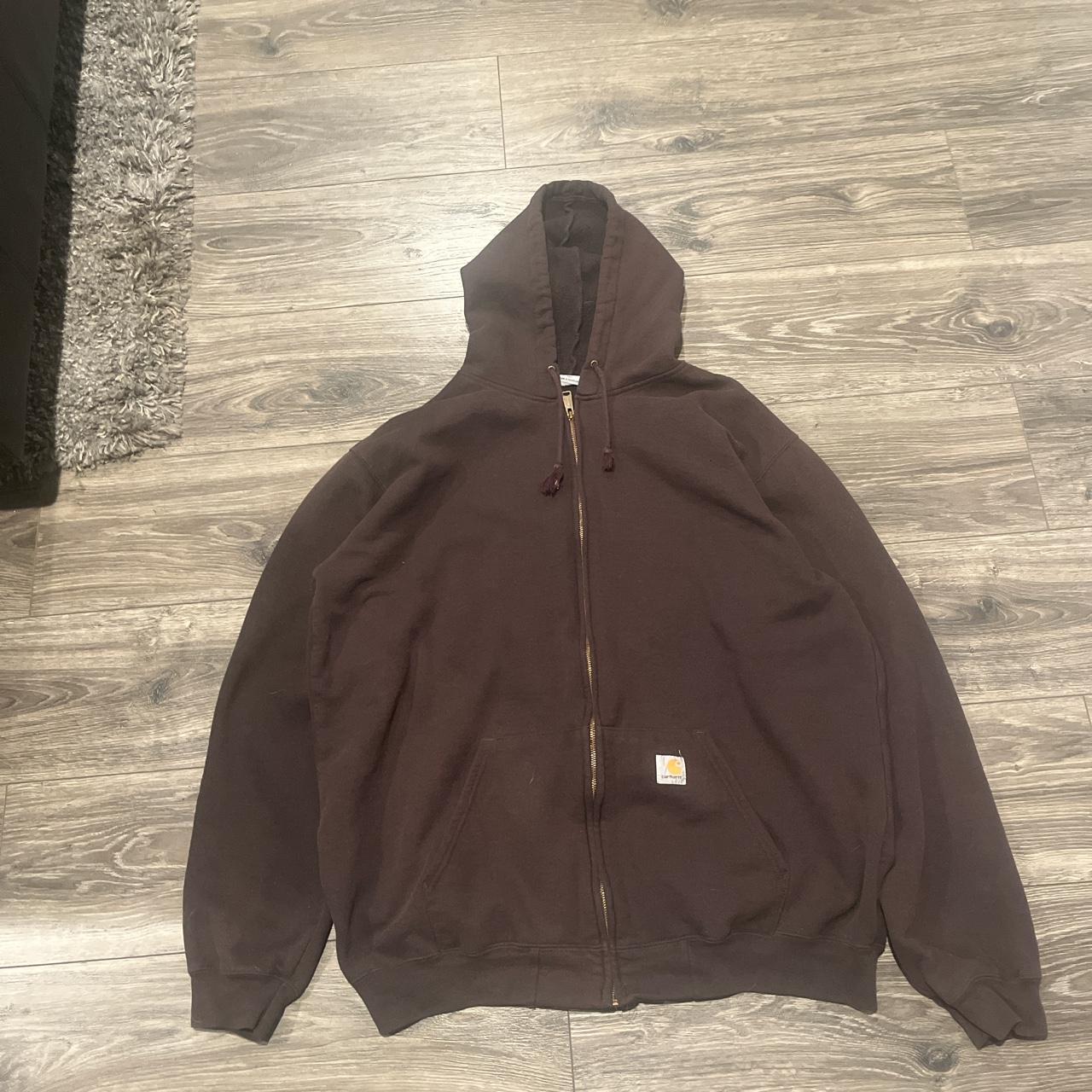 Brown vintage Carhartt zip up with minor flaws... - Depop