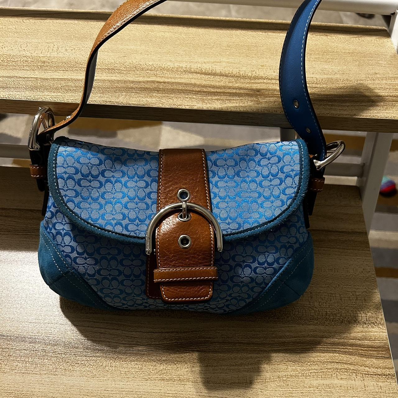 Coach Soho Shoulder bag fabric, recycled leather light blue