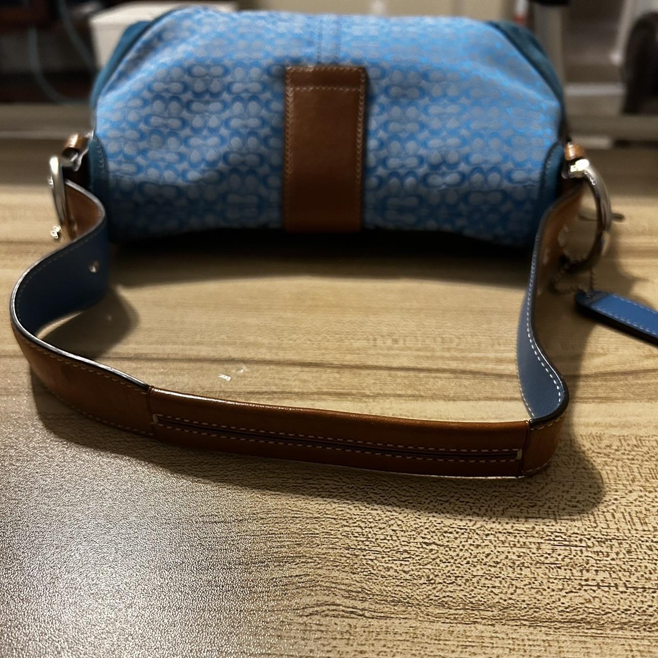 ◎y2k◎ COACH Studs Leather Boston Bag 青 Coach 9248 Vintage Medium Sky Blue Soho Y2K Leather Shoulder