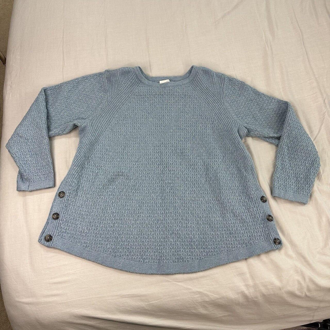 J.Jill Sweater XL blue Crew Neck Cable Knit Good... - Depop