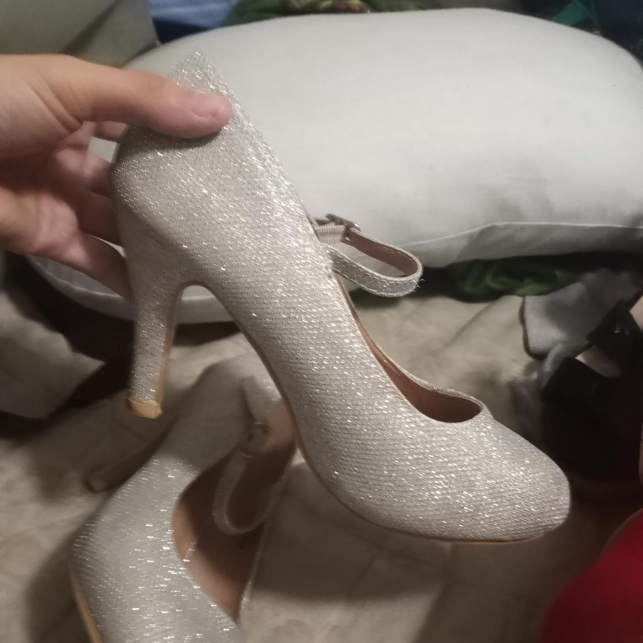 Silver high heels size on sale 2