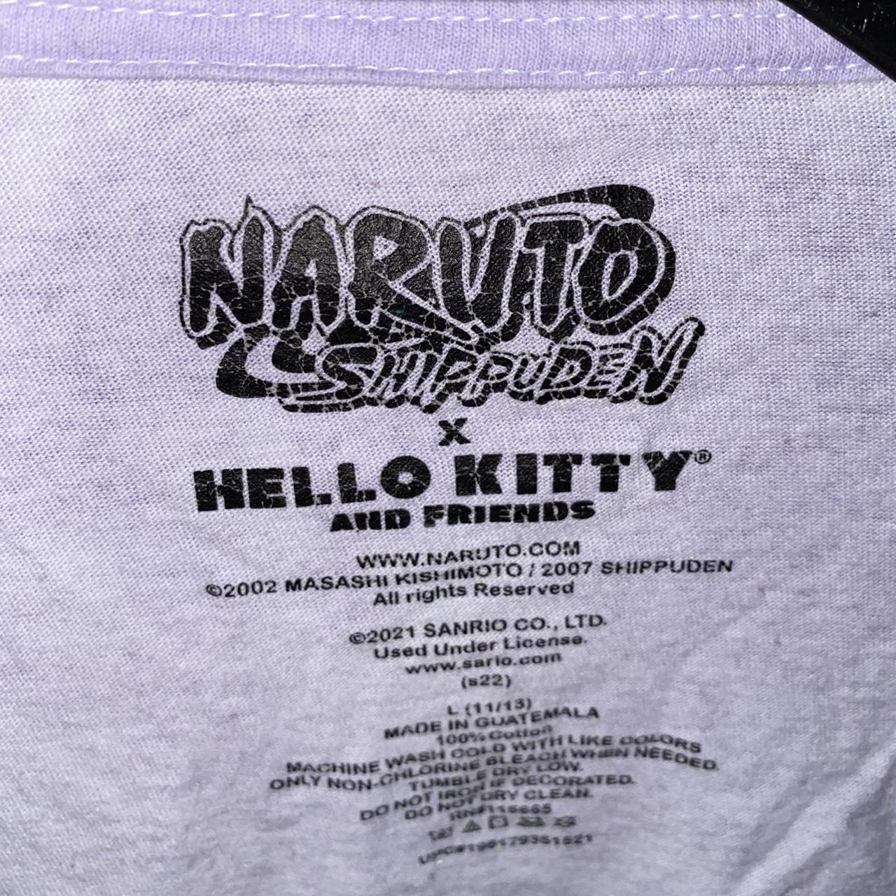 naruto x hello kitty tee lightly worn. size large... - Depop