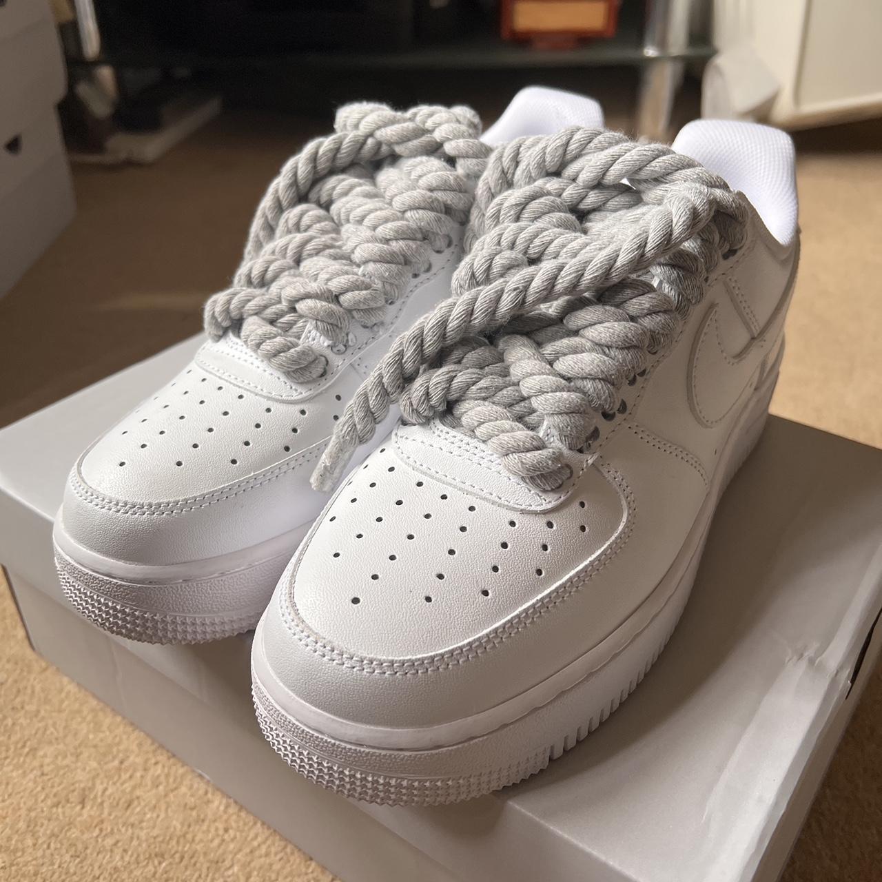 Af1 roped White All sizes available Drop me a... - Depop