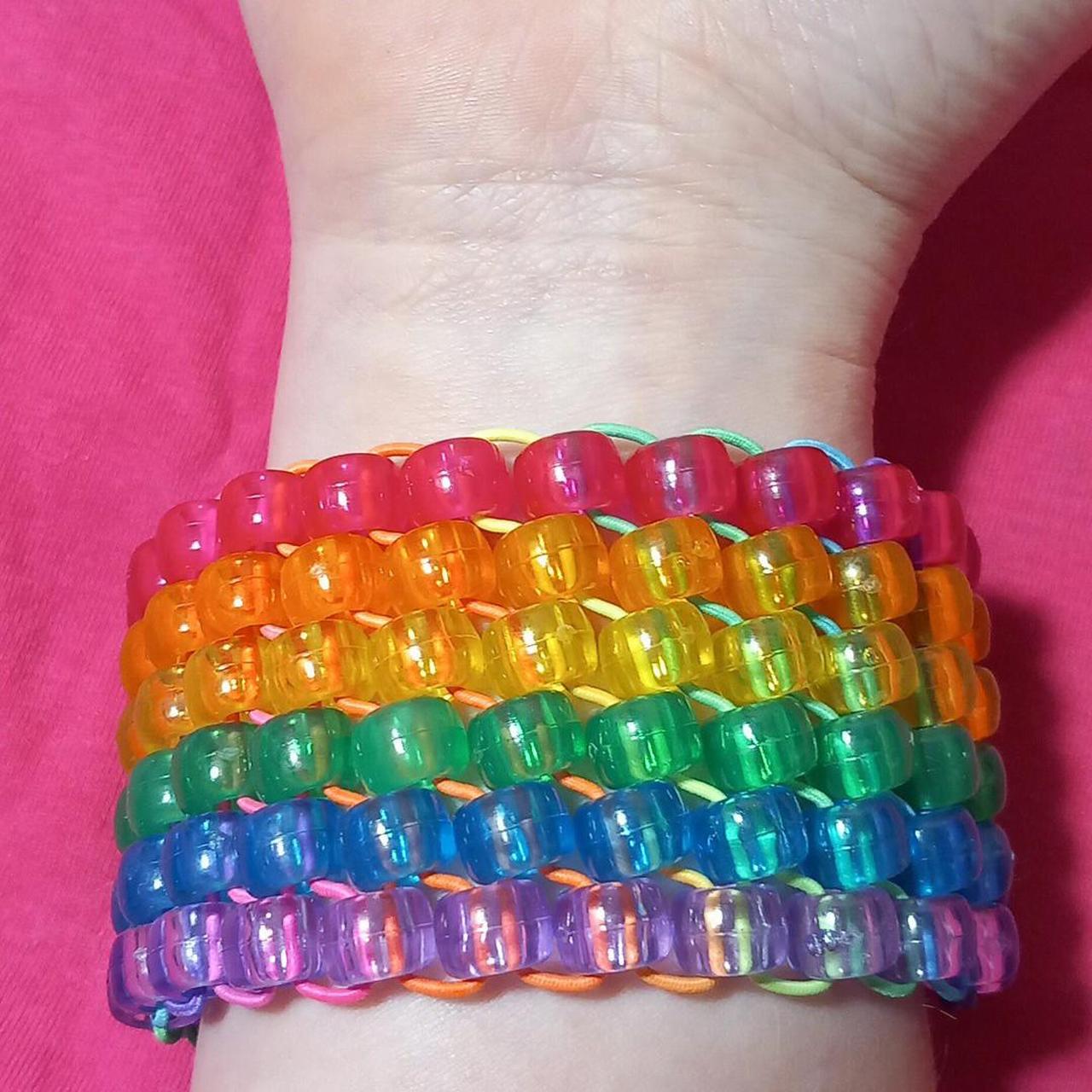 Clear/Translucent rainbow kandi cuff ~ ( About 22... - Depop