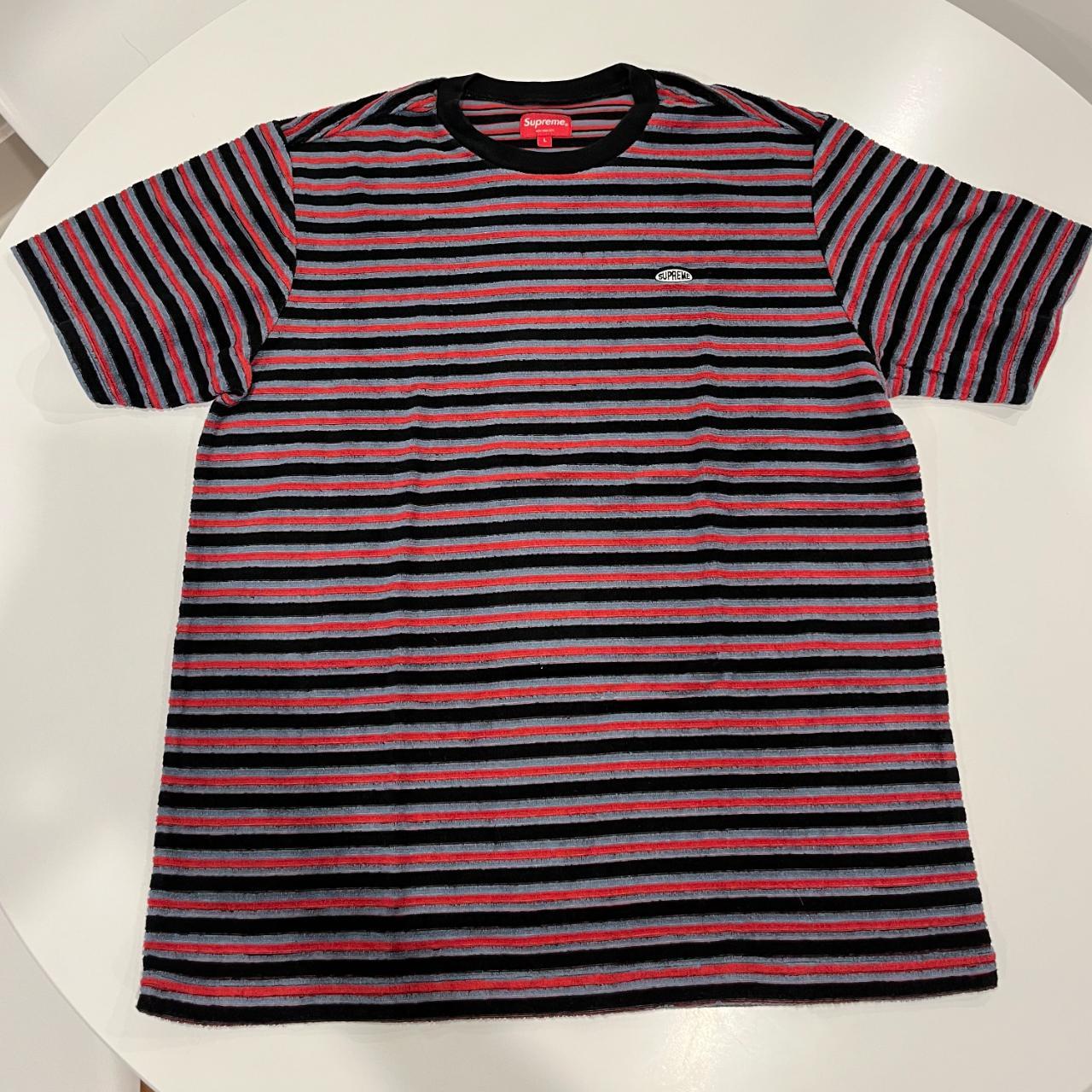 Supreme striped red/black terracloth t-shirt - Depop