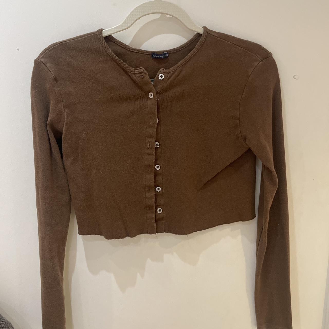 Brandy Melville Women's Brown Crop-top | Depop