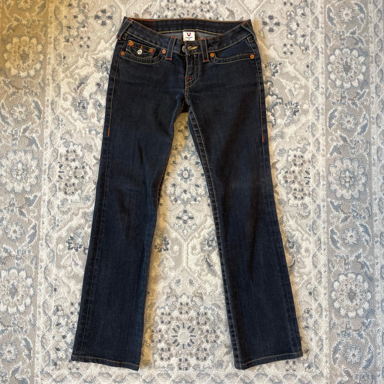 True Religion ashy-black, low-rise, slim-fit jeans... - Depop