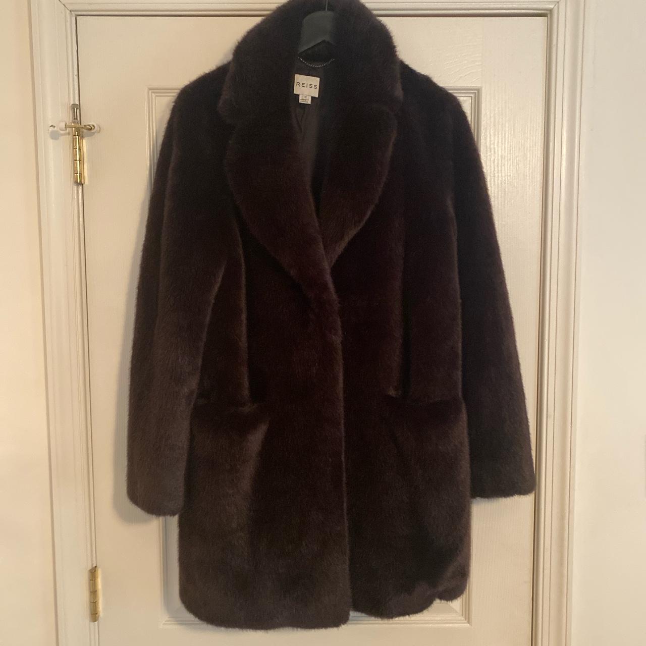 Reiss Faux Fur Coat. Gently worn. No imperfections.... - Depop