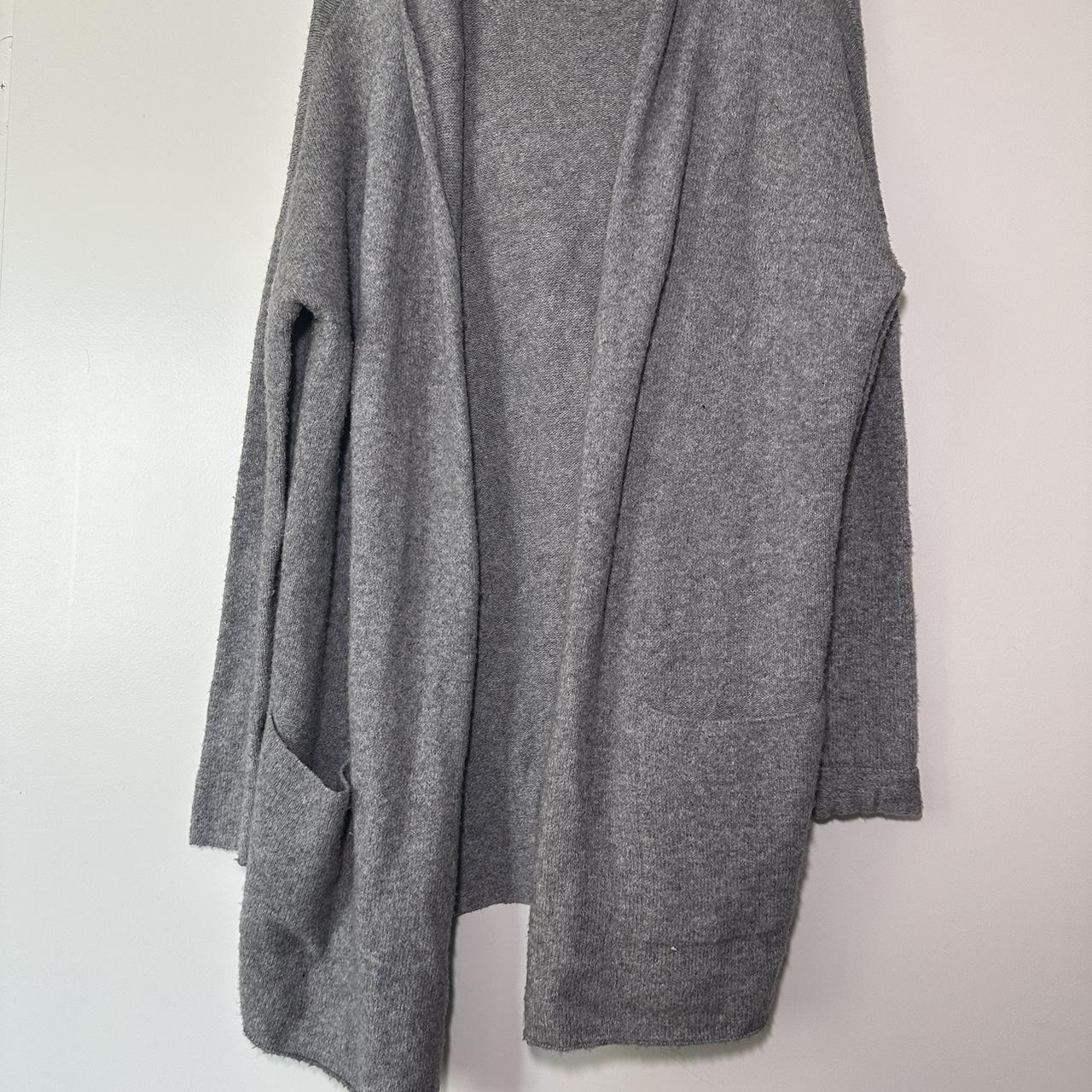 Grey Long Cardigan With Hood And Pockets. - Depop