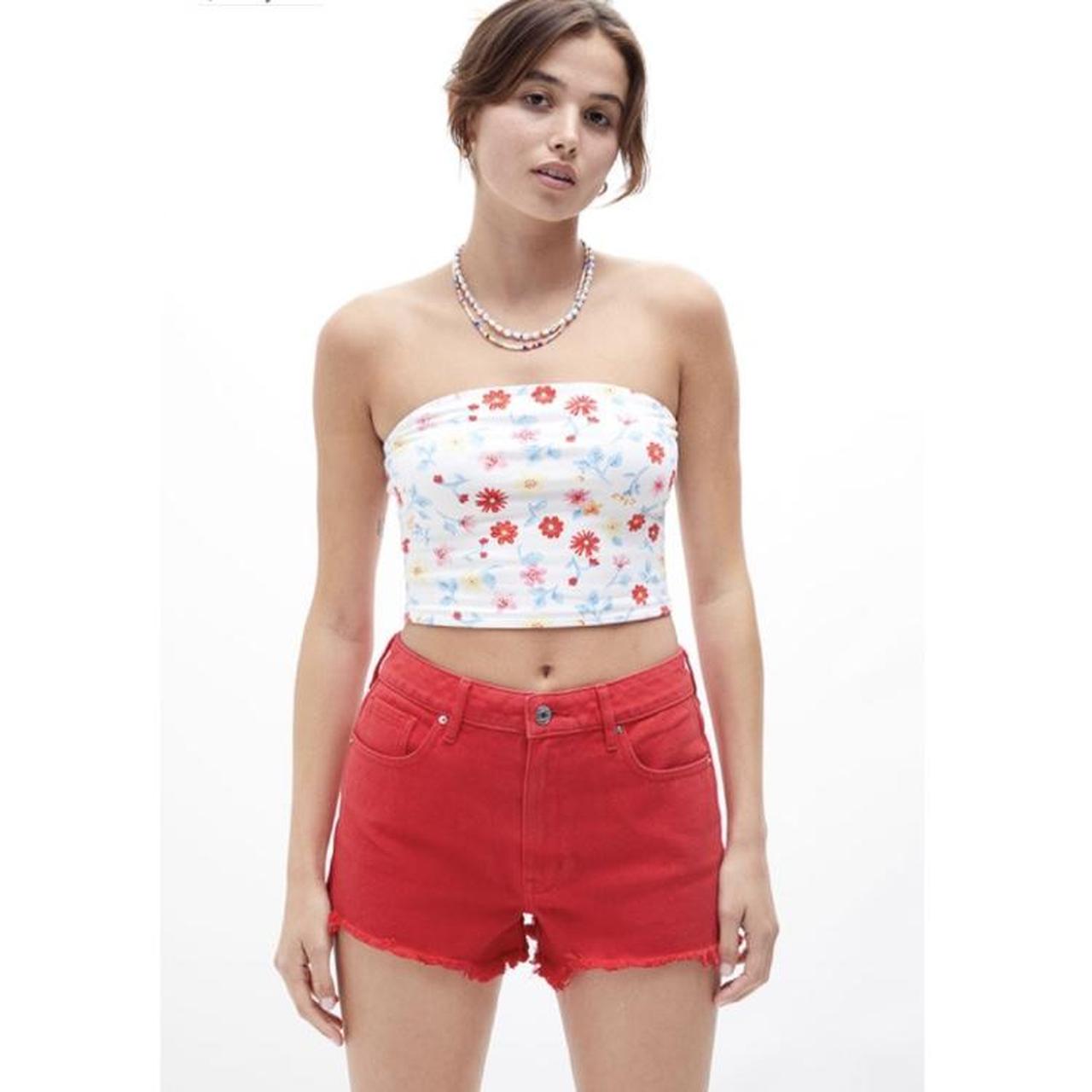 PacSun Eco Pink High Waisted Denim Festival Shorts