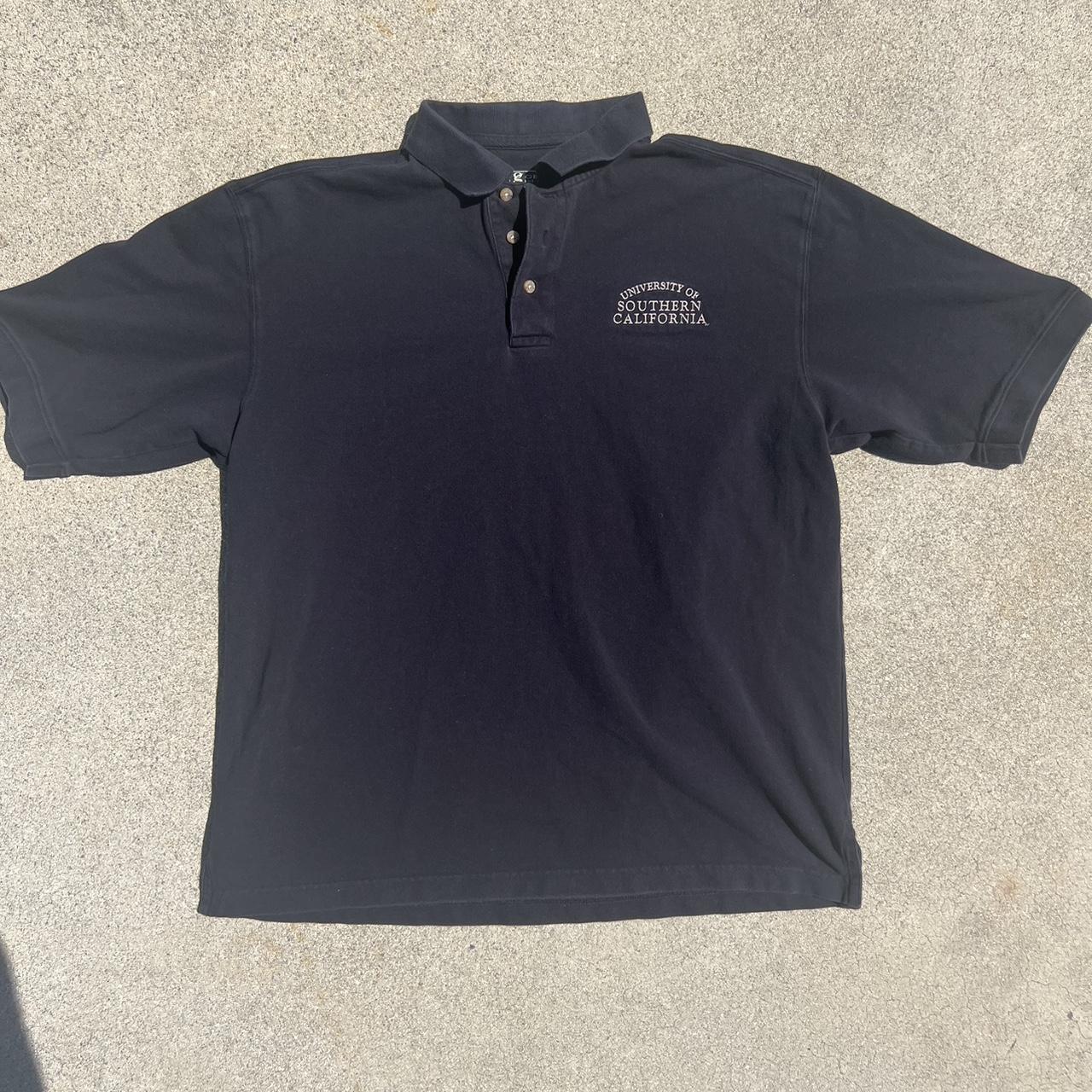 Vintage USC Black Polo Size Large 100% Cotton... - Depop