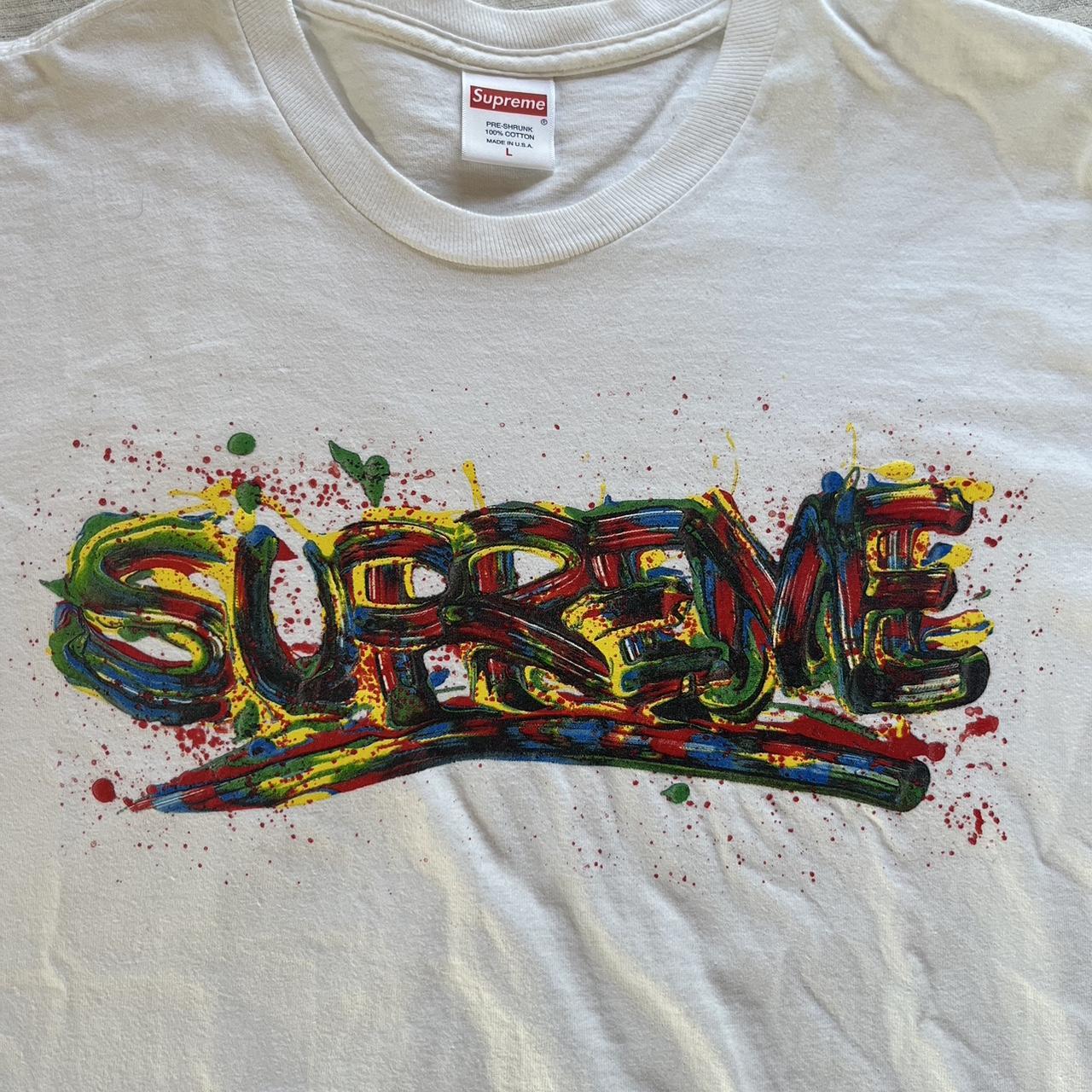 Supreme paint logo hot sale tee white