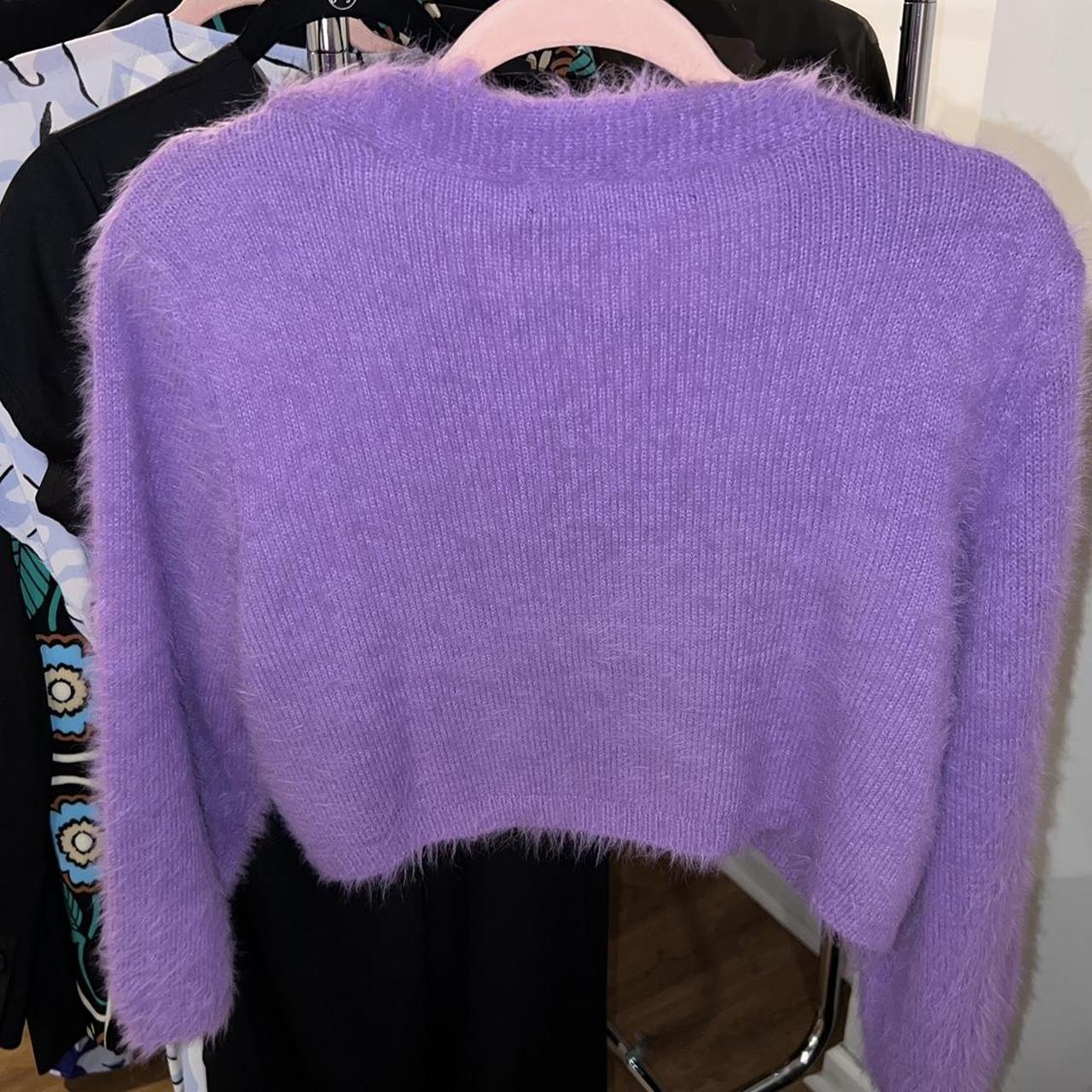 Vero Moda Fuzzy Knit Cropped Cardigan in Purple