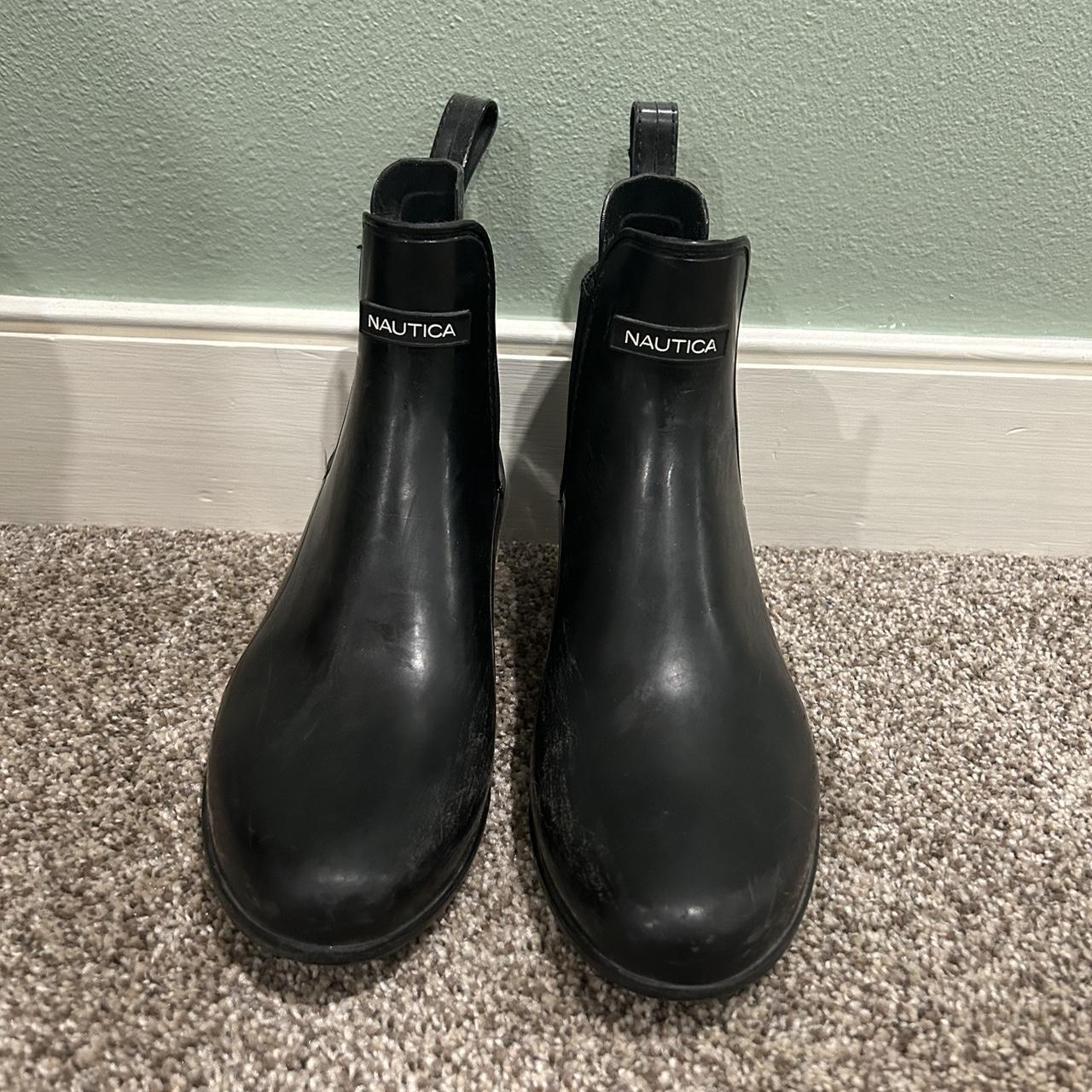 nautica black rain boots