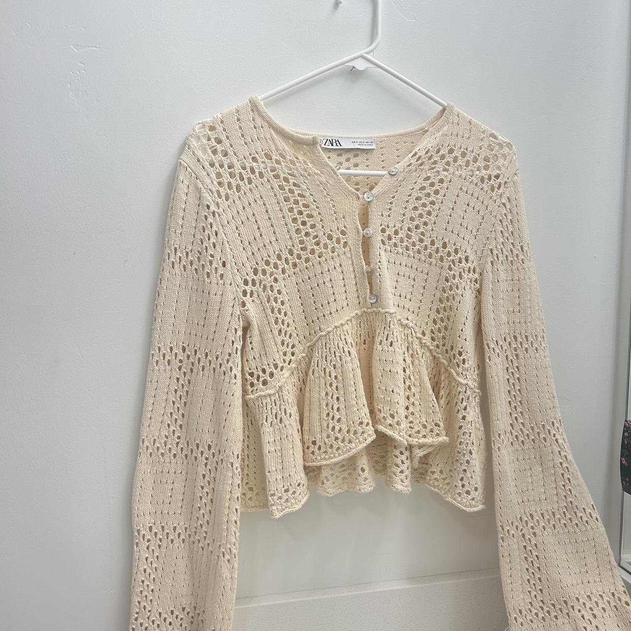 zara crochet long sleeve top - Depop