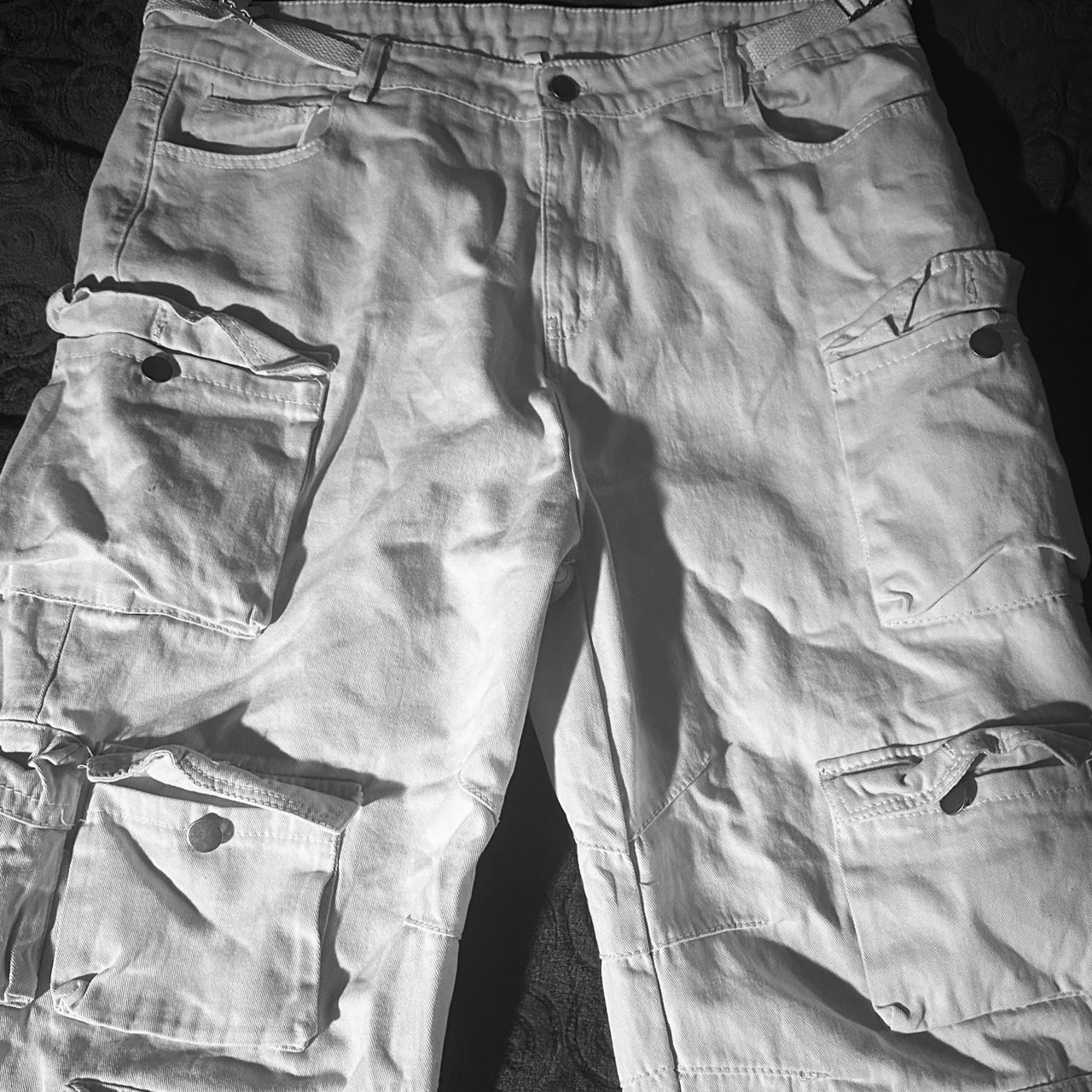 Super baggy white cargo pants Waist 29 inches... Depop