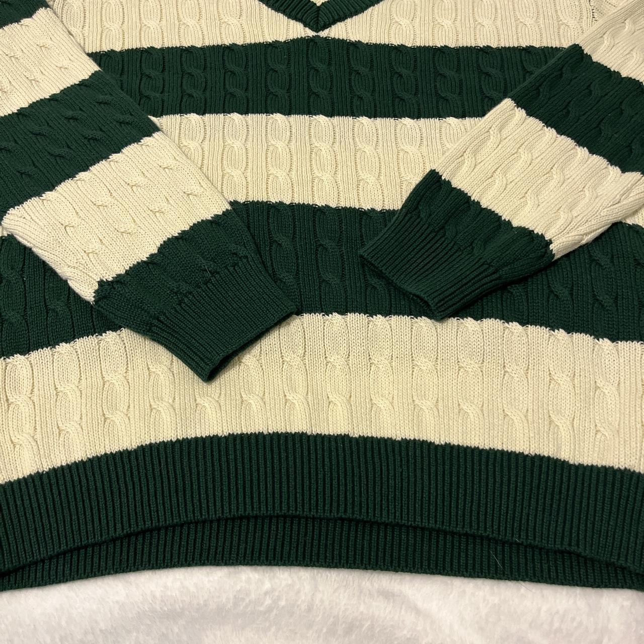 Brandy Melville John Galt Green And Ivory V-Neck... - Depop