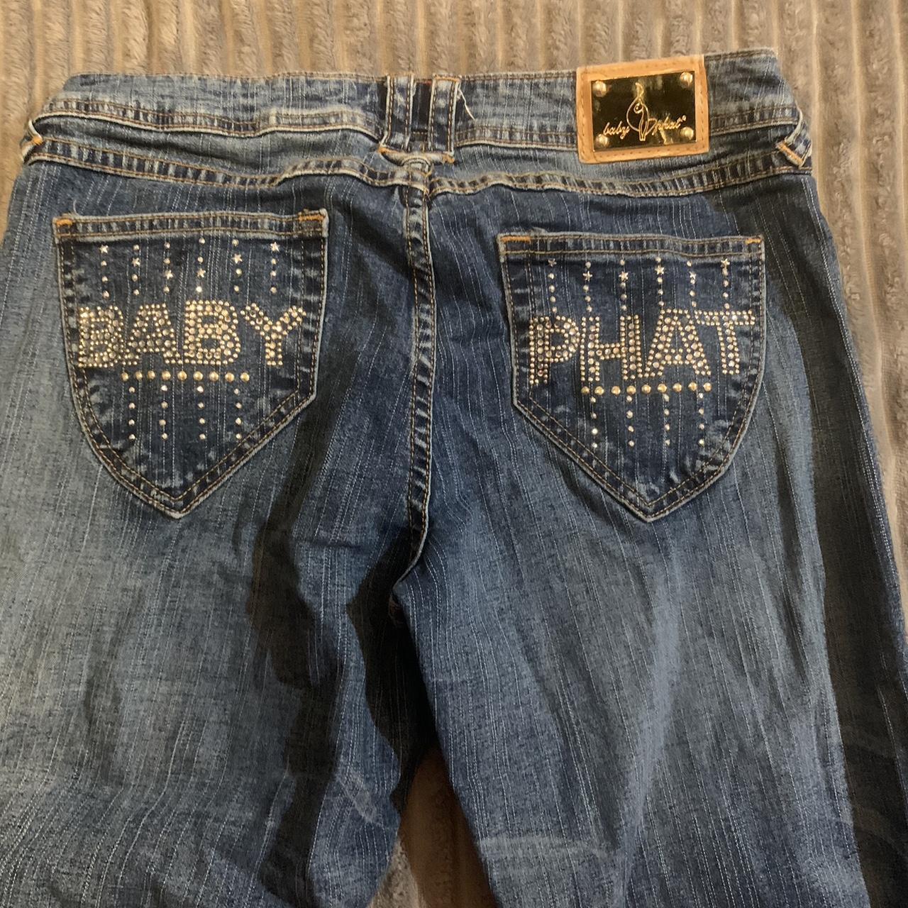 LOW RISE baby phat denim jeans with rinestones;)... - Depop