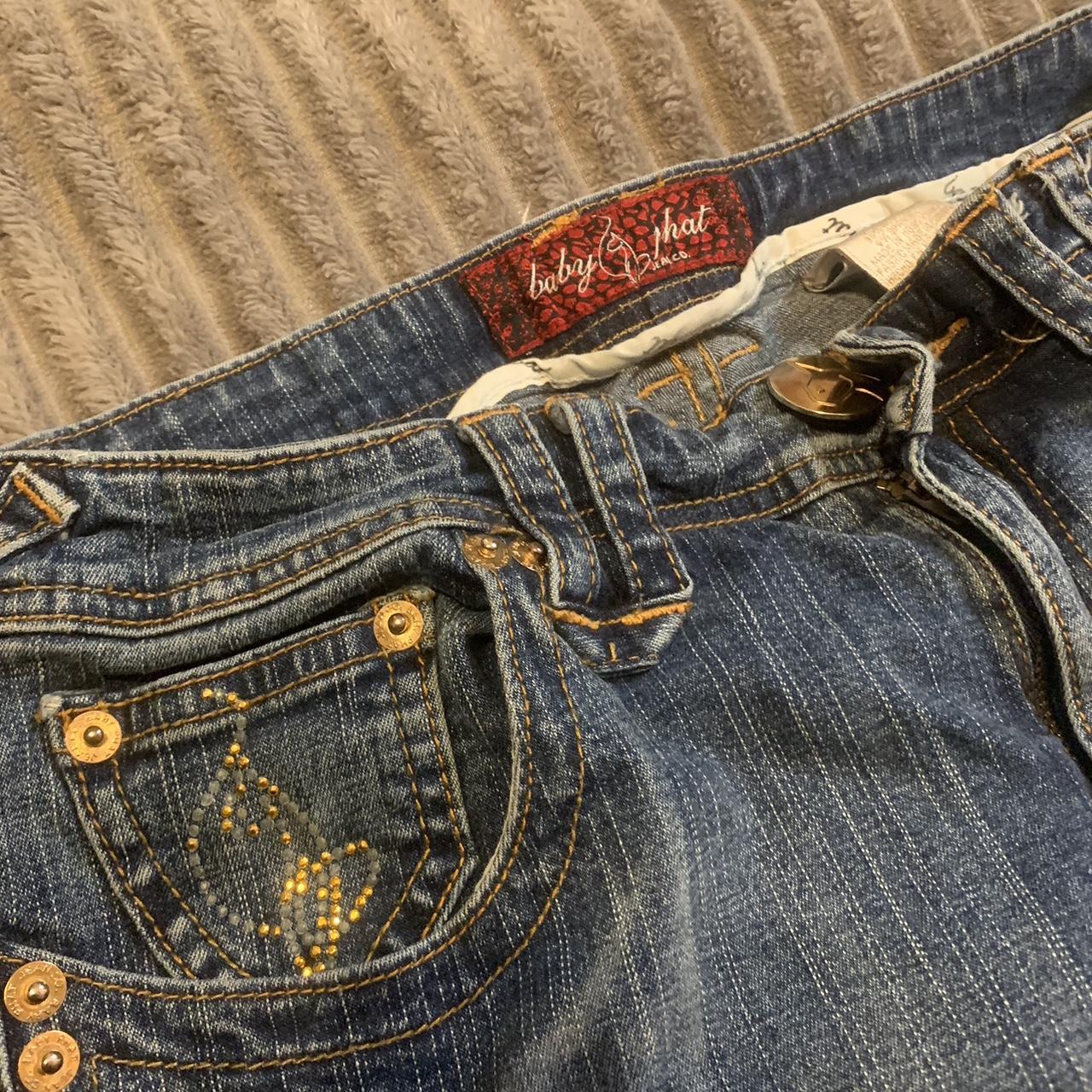 LOW RISE baby phat denim jeans with rinestones;)... - Depop