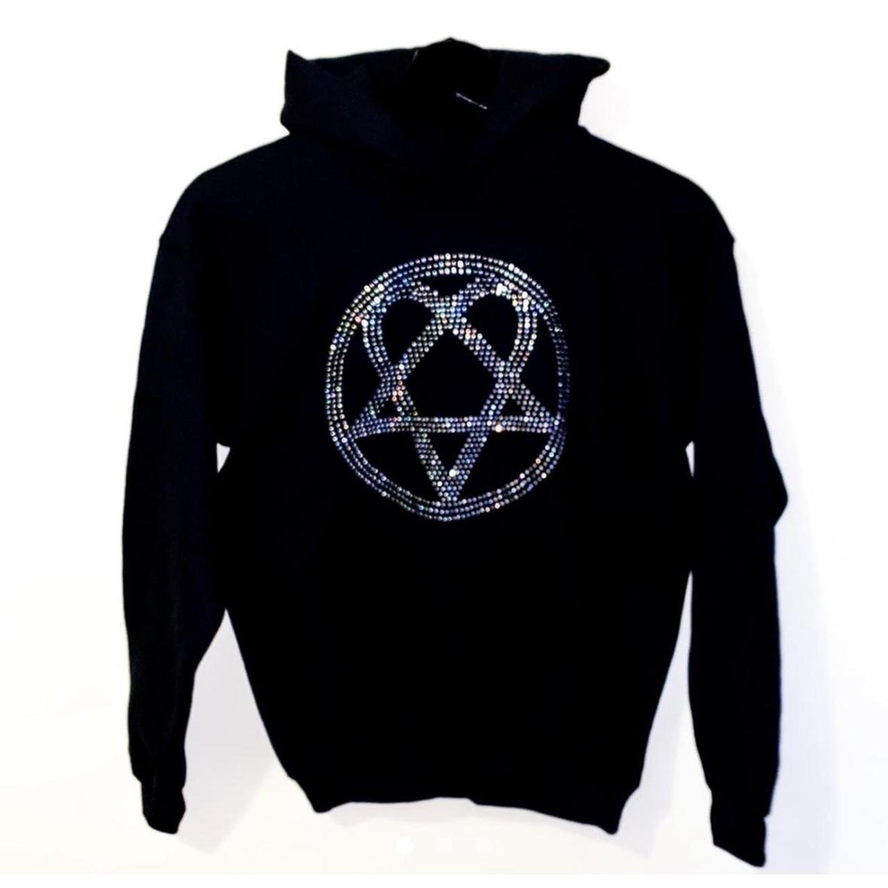 Rhinestone Heartagram Hoodie I make these myself Depop