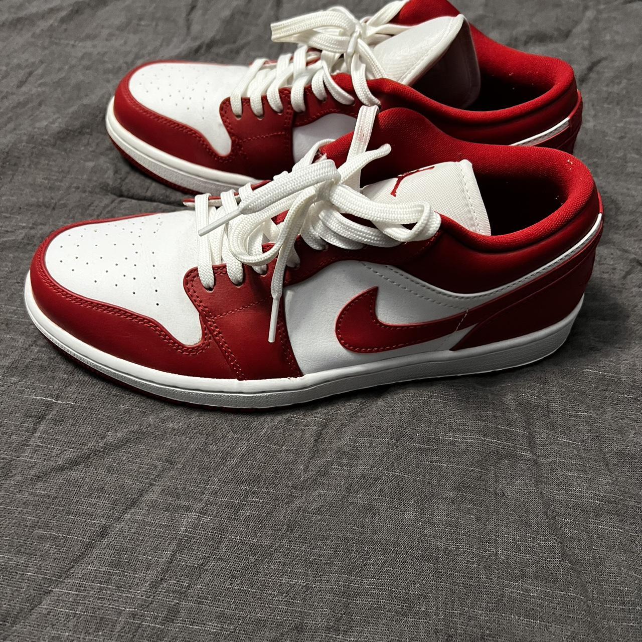 low jordans red and white