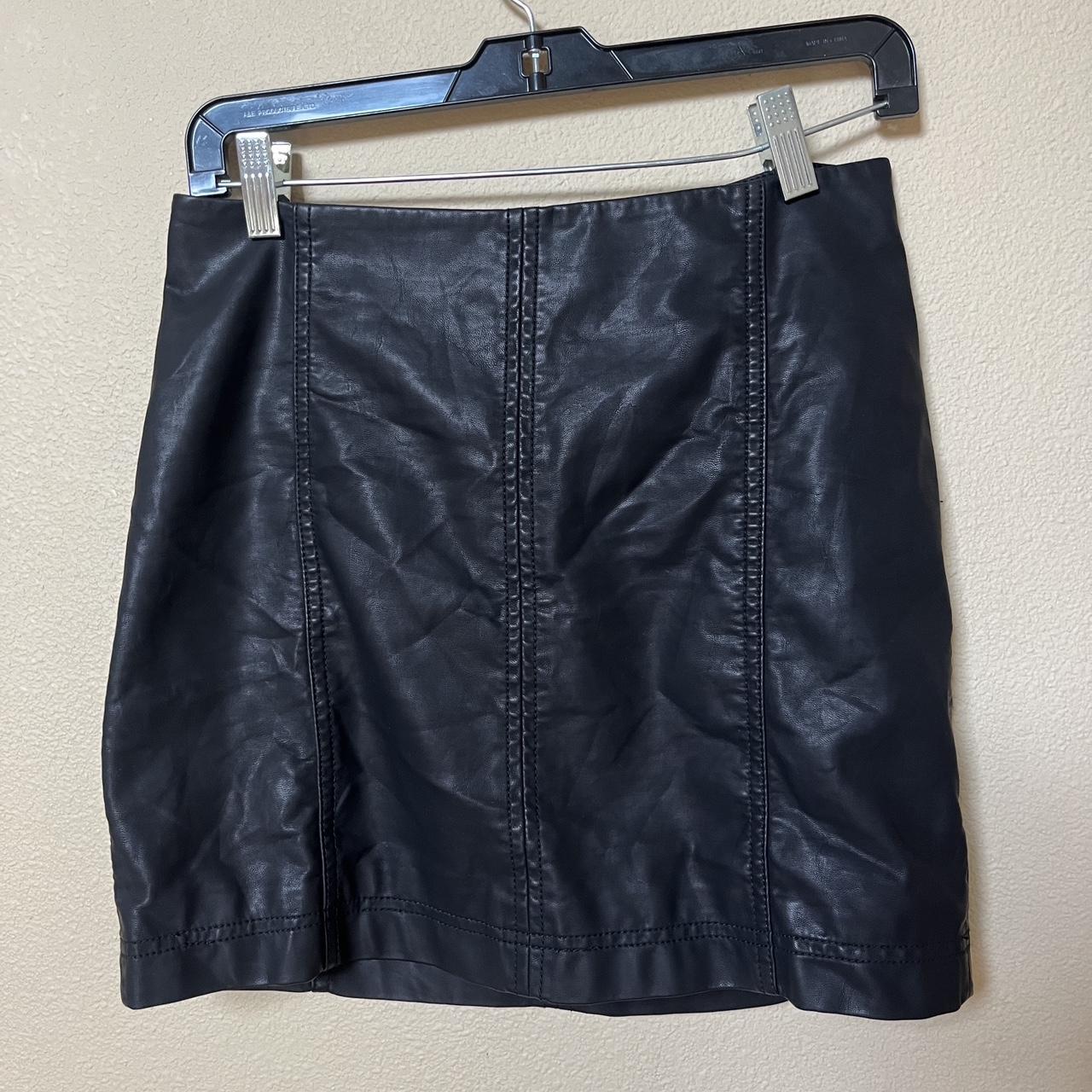 Free People leather skirt lightly worn - Depop