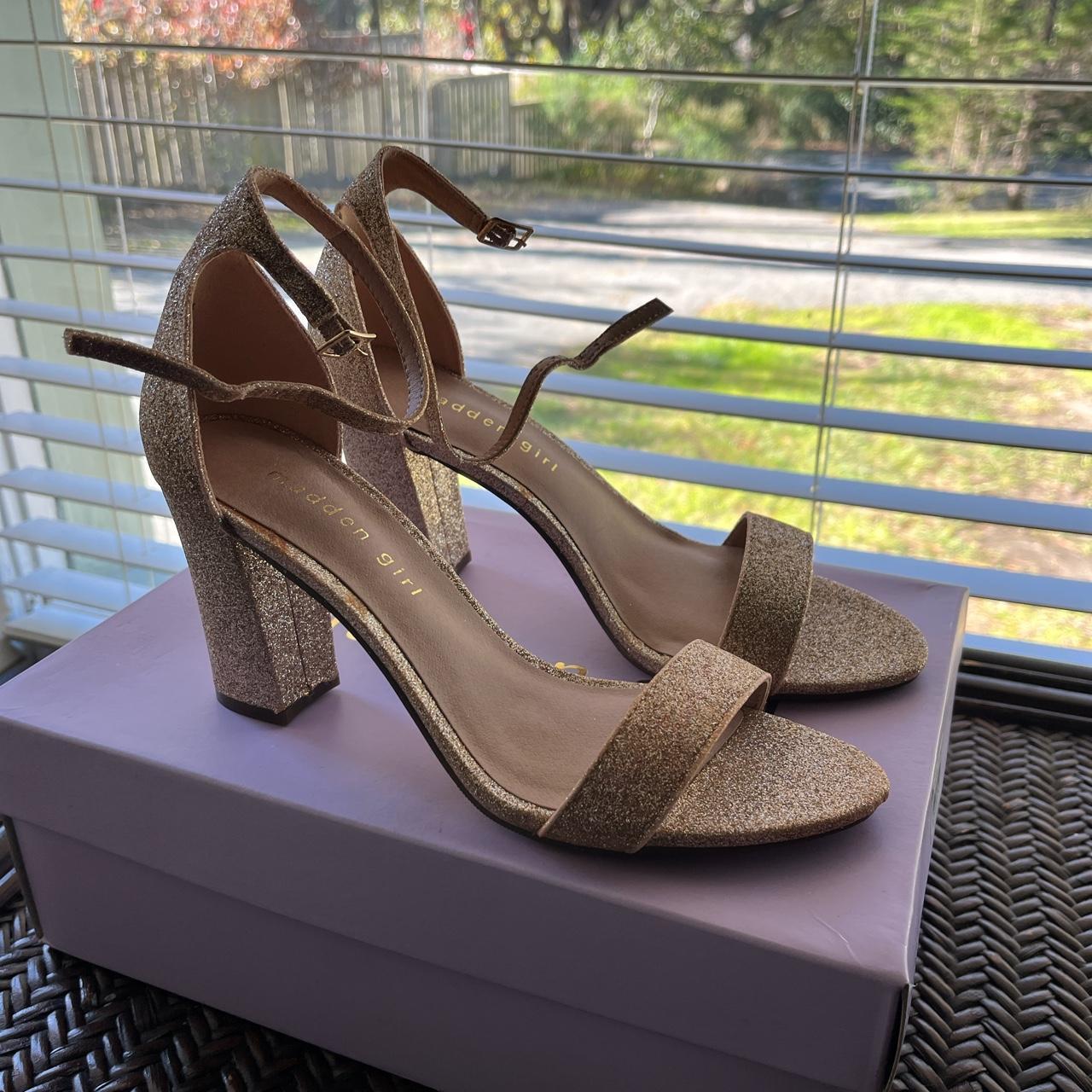 Madden girl rose 2025 gold heels