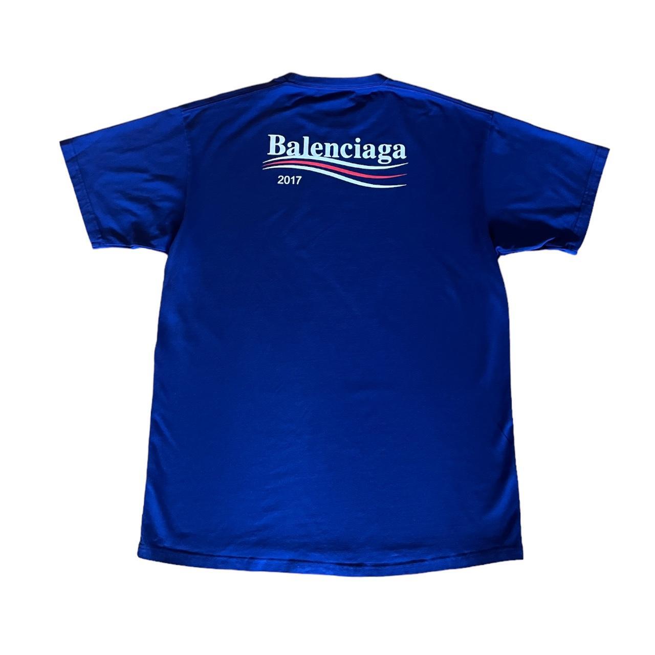 Blue Balenciaga 2017 Campaign Logo Tee Size XS but. Depop