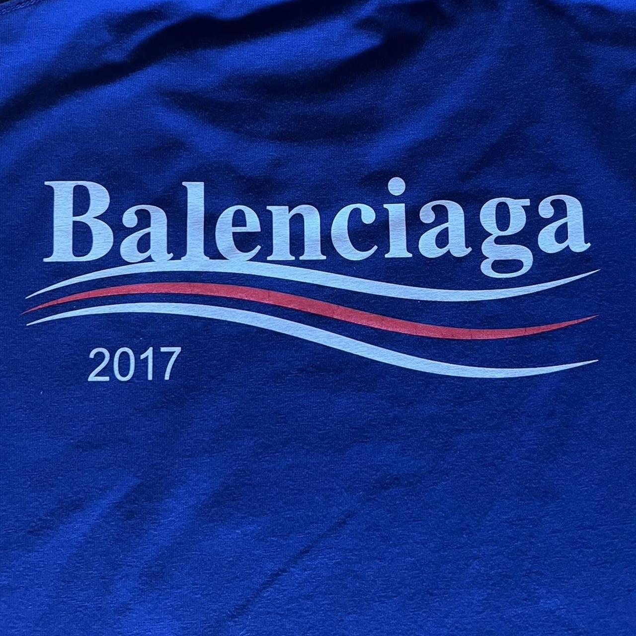 Blue Balenciaga 2017 Campaign Logo Tee Size XS but | Depop