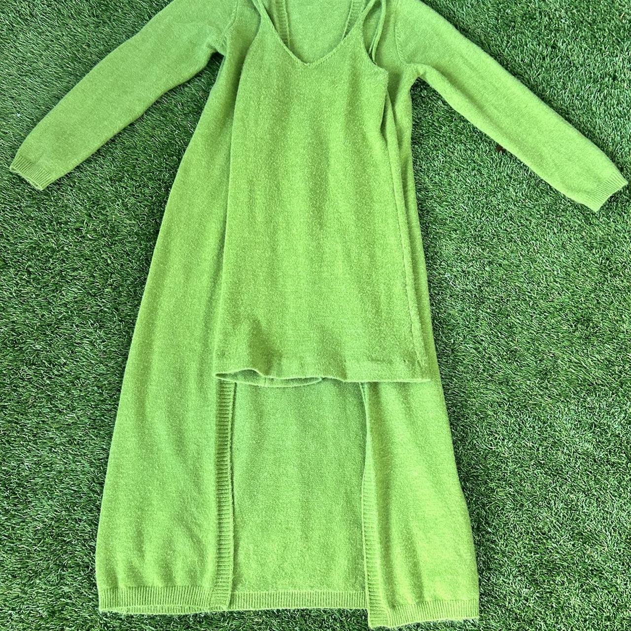 🔥 2 piece knit dress sweater set green perfect for Depop