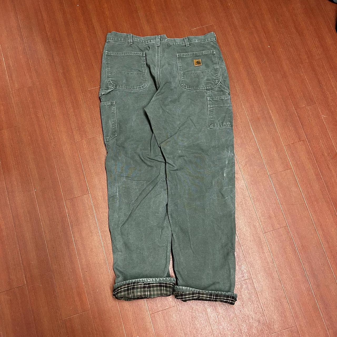 Vintage blanket lined carhartt pants olive green... Depop