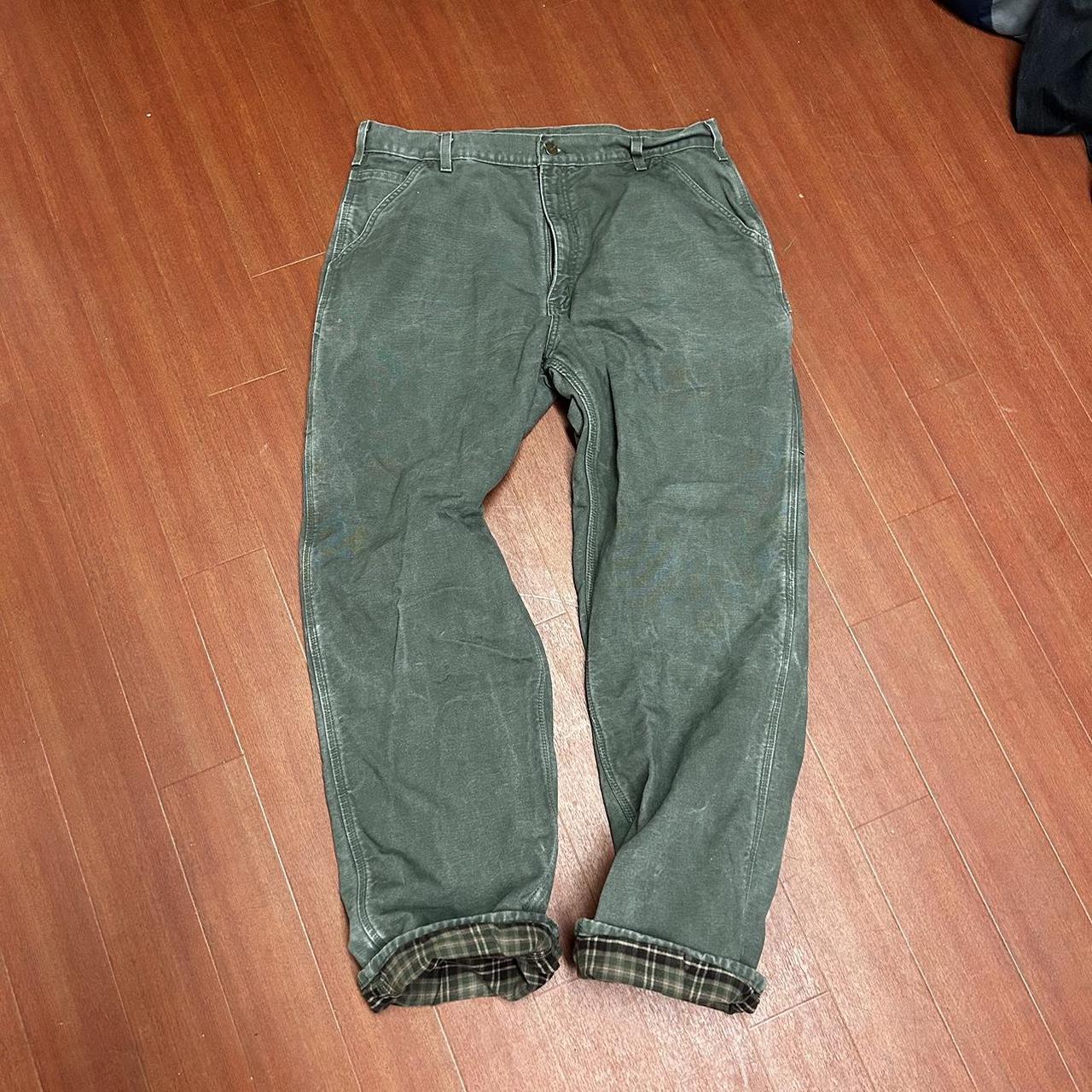 Vintage blanket lined carhartt pants olive green... Depop