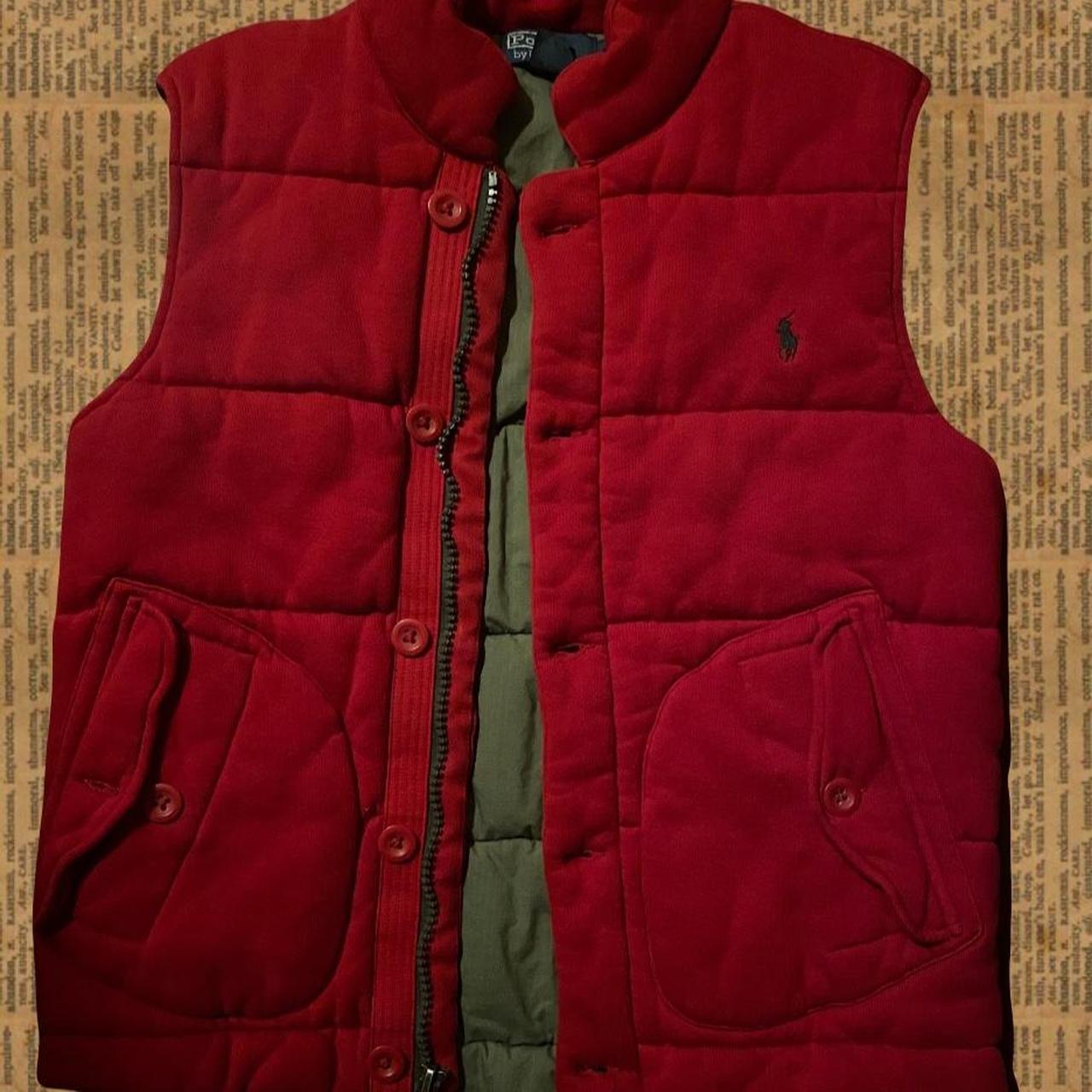 red kind of a puffer zip + button up polo Ralph...