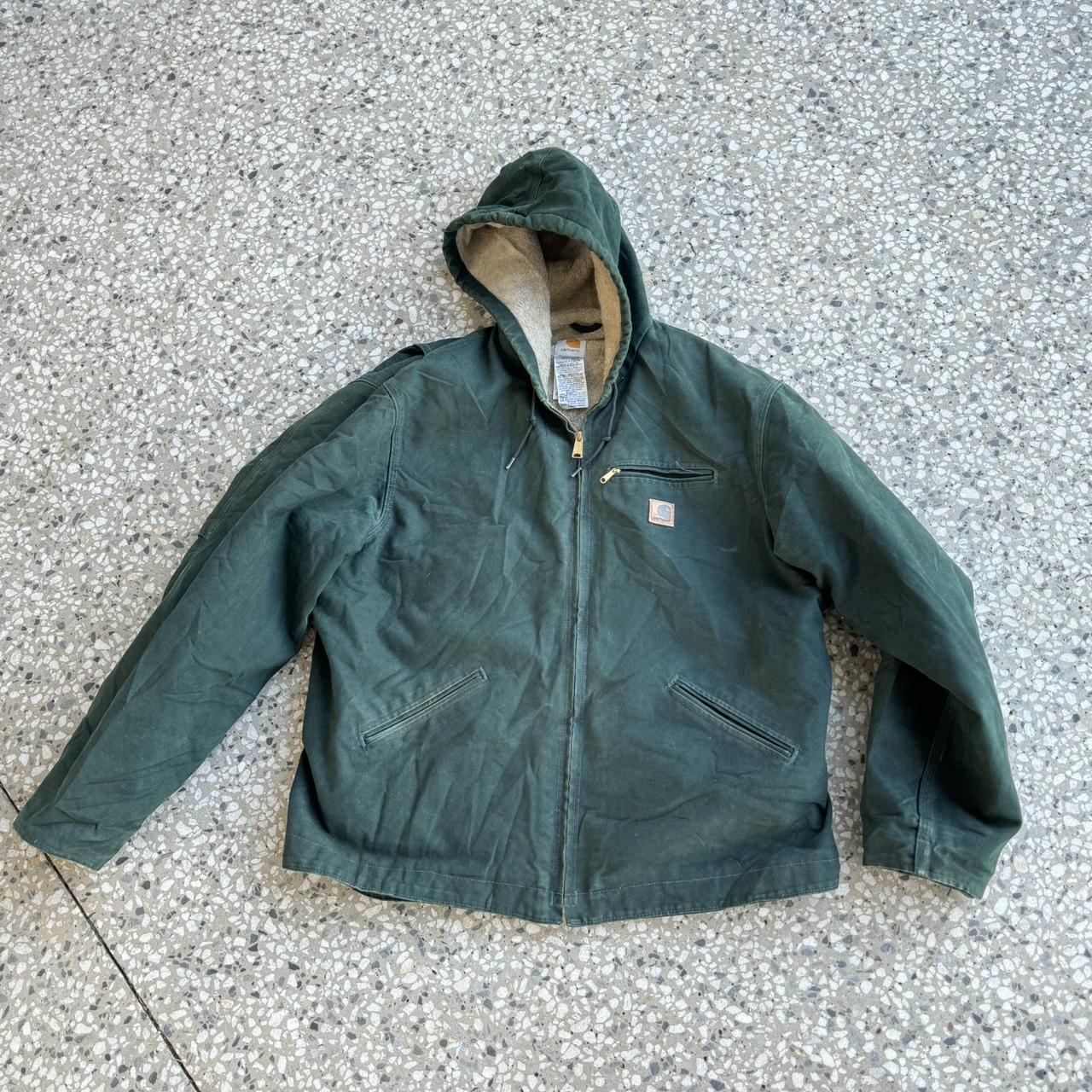 Carhartt Jacket Men s XL Green Hooded Sherpa Lined Depop