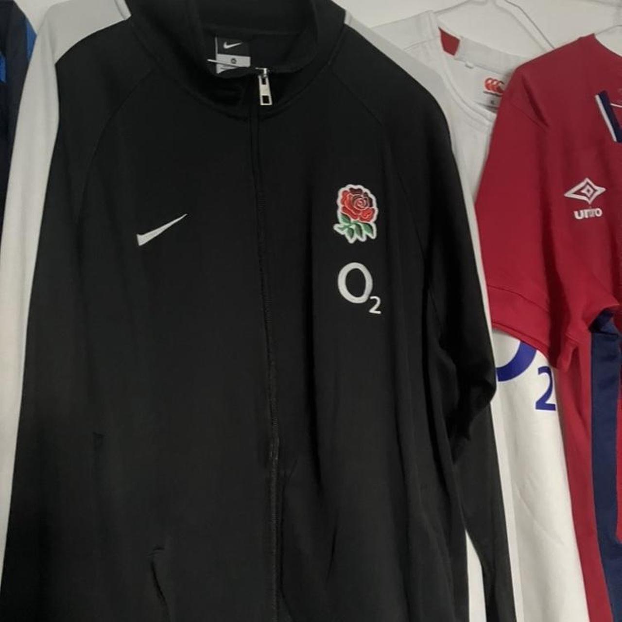 Black Nike England Rugby Tracksuit Top XL with white... - Depop