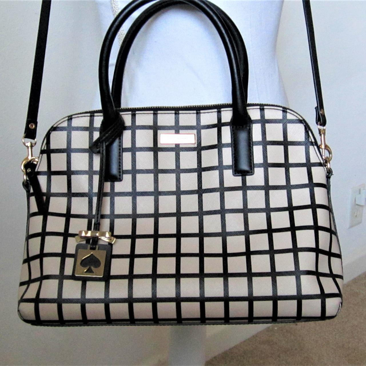 Kate spade black clearance and white plaid purse