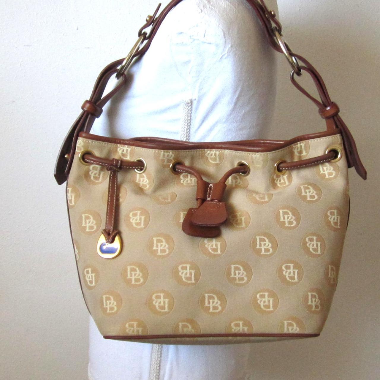 Dooney & Bourke Signature Canvas Tassel Shoulder... - Depop