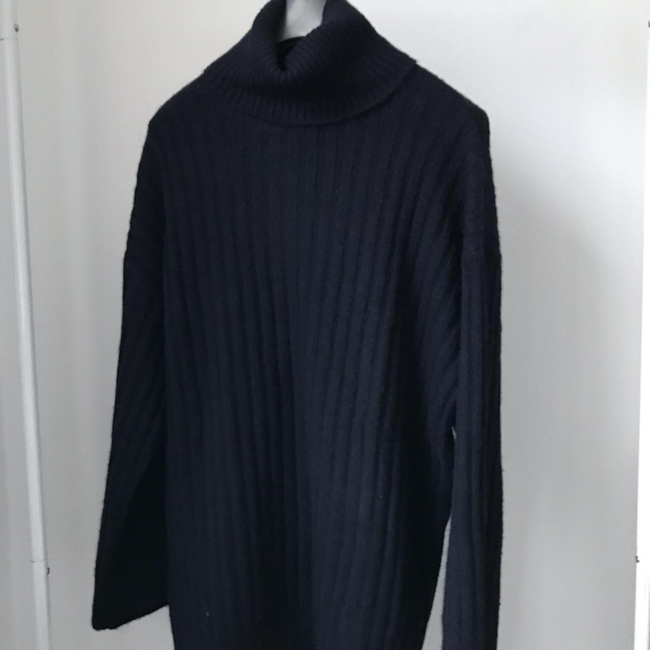 Navy Blue Turtle Neck Long Sleeve knit sweater... - Depop