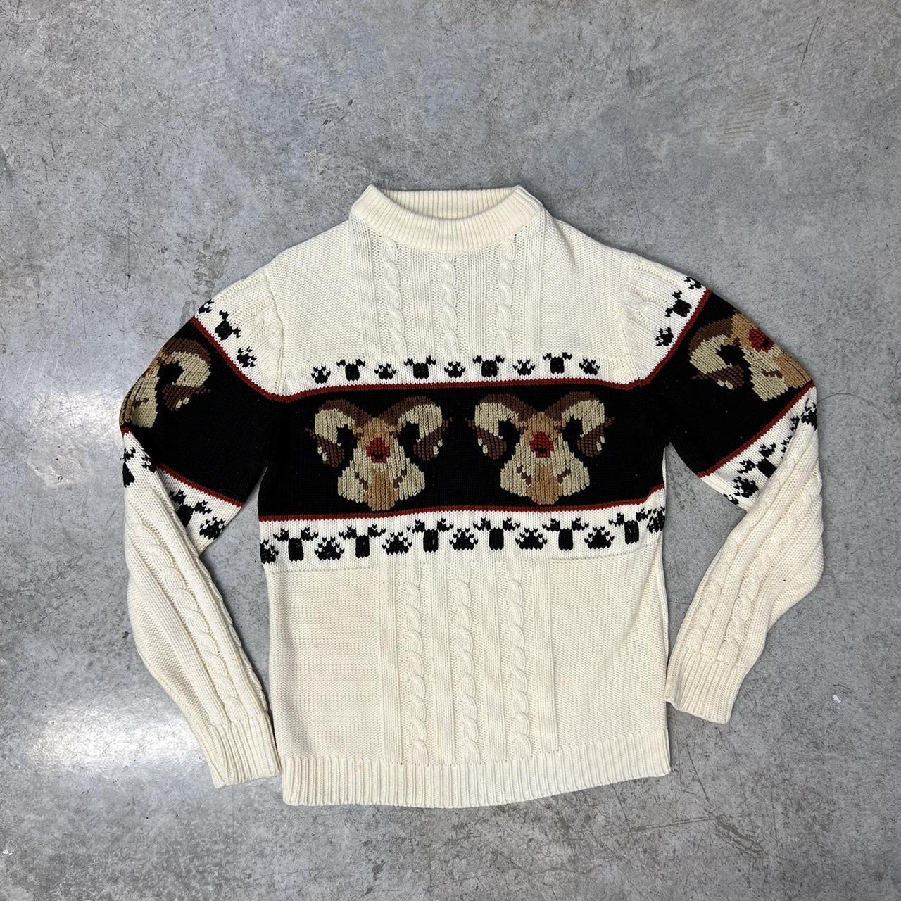 Vintage chunky Cable Knit Cowichan Sweater Unisex... - Depop