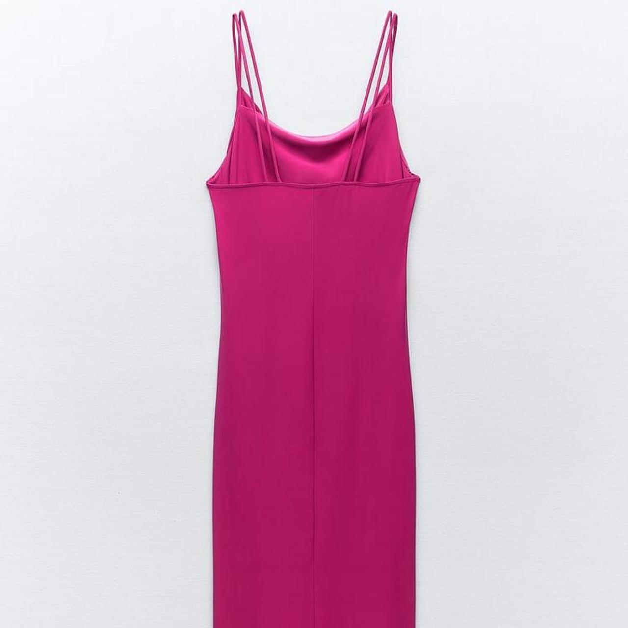 ZARA DRAPED NECK DRESS Midi dress with a draped... Depop