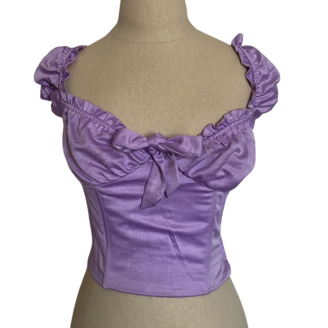 IAMGIA Purple coquette bustier top with bow detail... - Depop